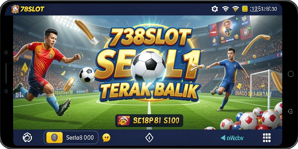 Tangkapan layar 738SLOT menampilkan aksi bermain slot bertema sepak bola.