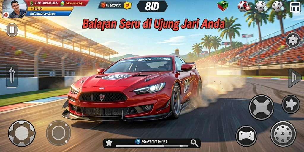 Gameplay menegangkan dalam balapan mobil yang seru.