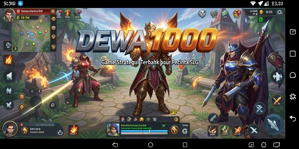 Screenshot gameplay DEWA1000 menampilkan pertempuran strategi yang seru.