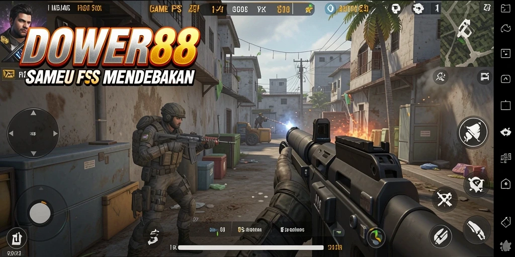 Tangkapan layar DOWER88 menampilkan aksi seru dalam pertempuran FPS.