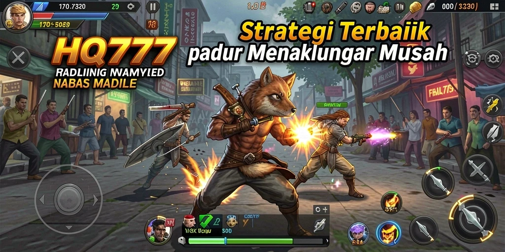 Tangkapan layar utama HQ777 menampilkan pertempuran strategis yang mendebarkan.