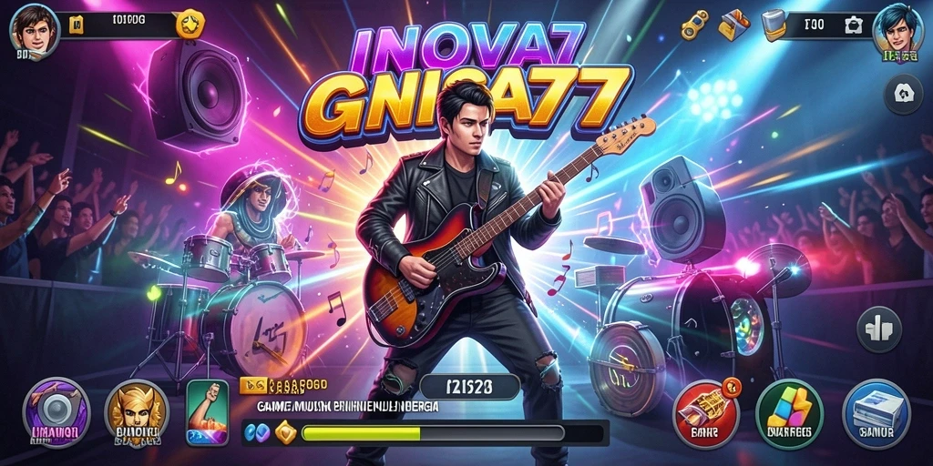 Screenshot dari permainan INOVA77 yang menampilkan gameplay musik yang menyenangkan.