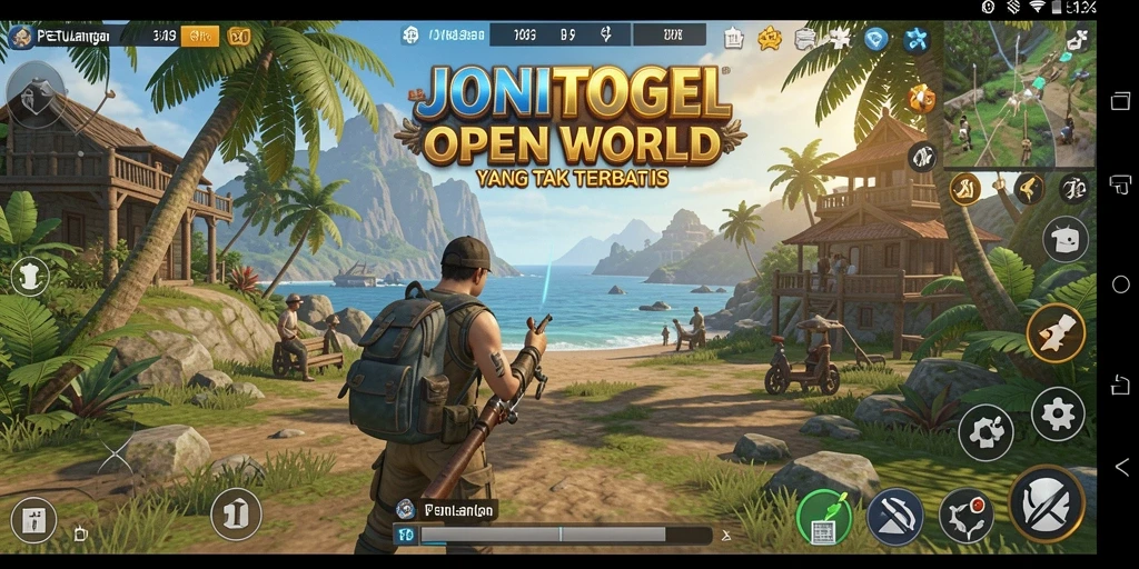 Tangkapan layar gameplay JONITOGEL menampilkan eksplorasi dunia yang luas dan penuh petualangan.