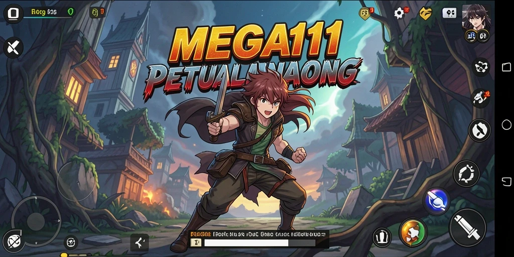 Tampilan gameplay menarik dari MEGA111 yang menggambarkan petualangan anime.