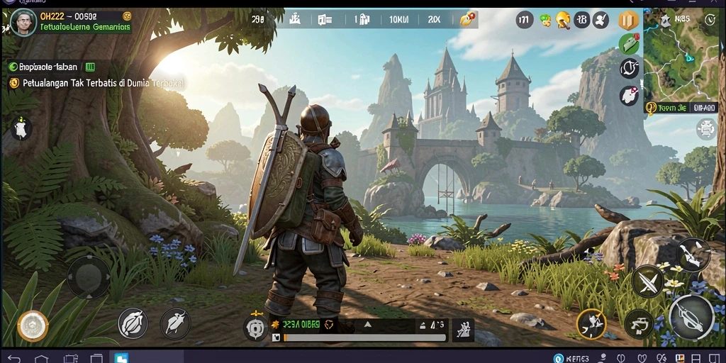 Screenshot gameplay OH222 yang menampilkan petualangan di dunia terbuka.