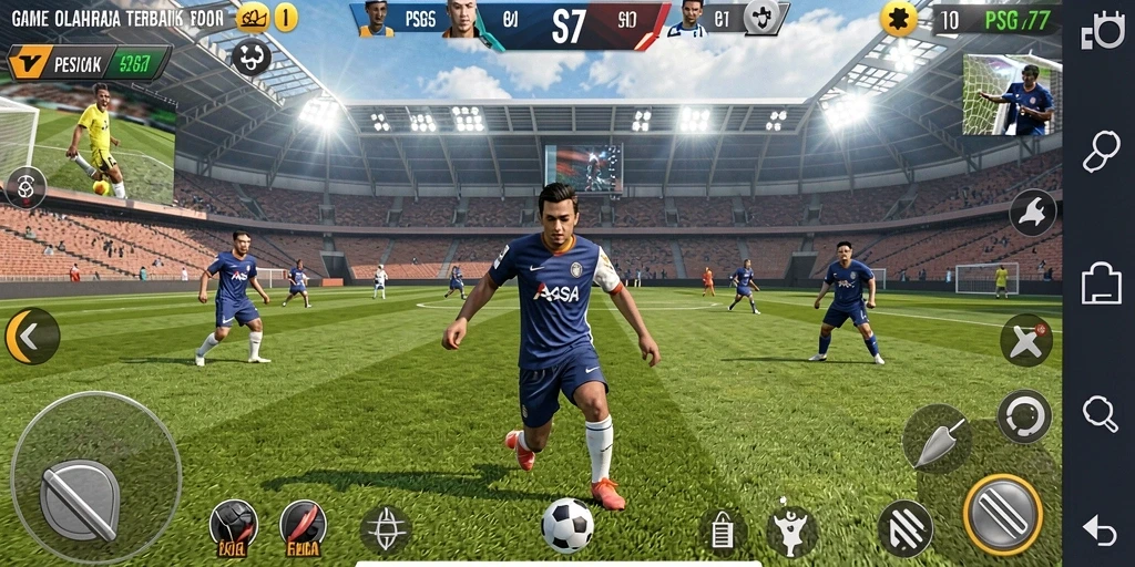 Tampilan dari gameplay seru dalam PSG77 yang menggambarkan pertandingan olahraga.