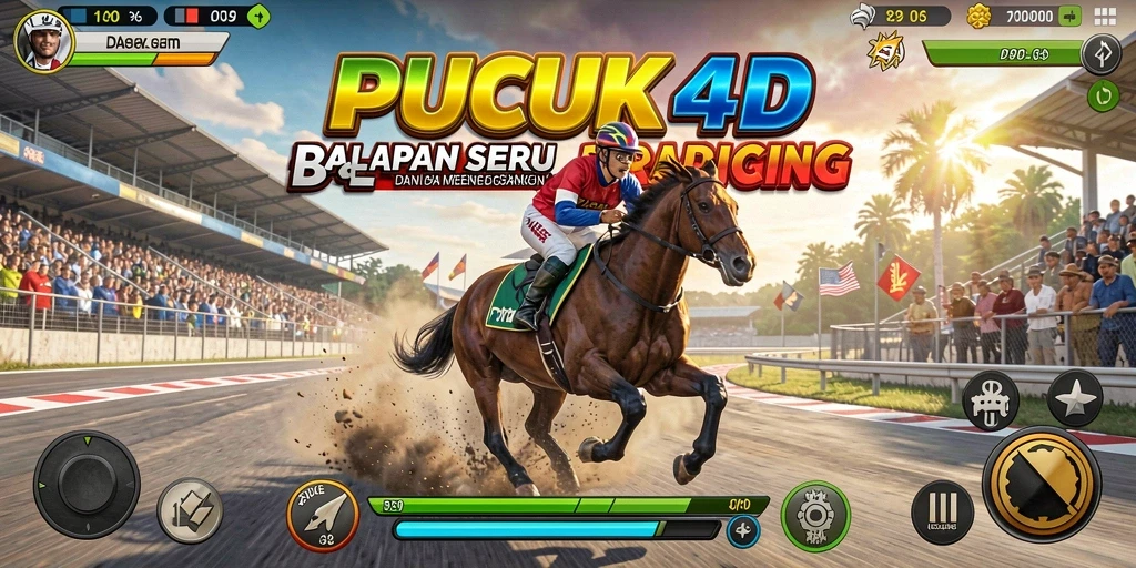 Screenshot utama PUCUK4D menampilkan aksi balapan yang seru dan mendebarkan.