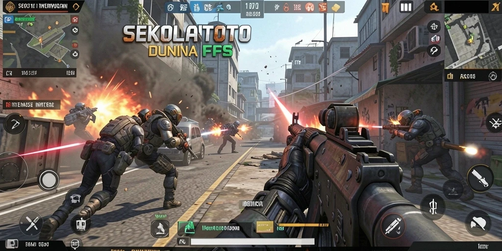 Tampilan gameplay menegangkan dari SEKOLAHTOTO di arena pertempuran.